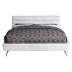 Acme Doris Top Grain Leather Upholstered Queen Bed in Vintage White