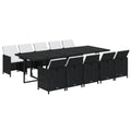 vidaXL Patio Dining Set 11 Piece with Cushions Garden Outdoor Terrace Balcony Table and Chair Seat Seating Furniture Poly Rattan Black