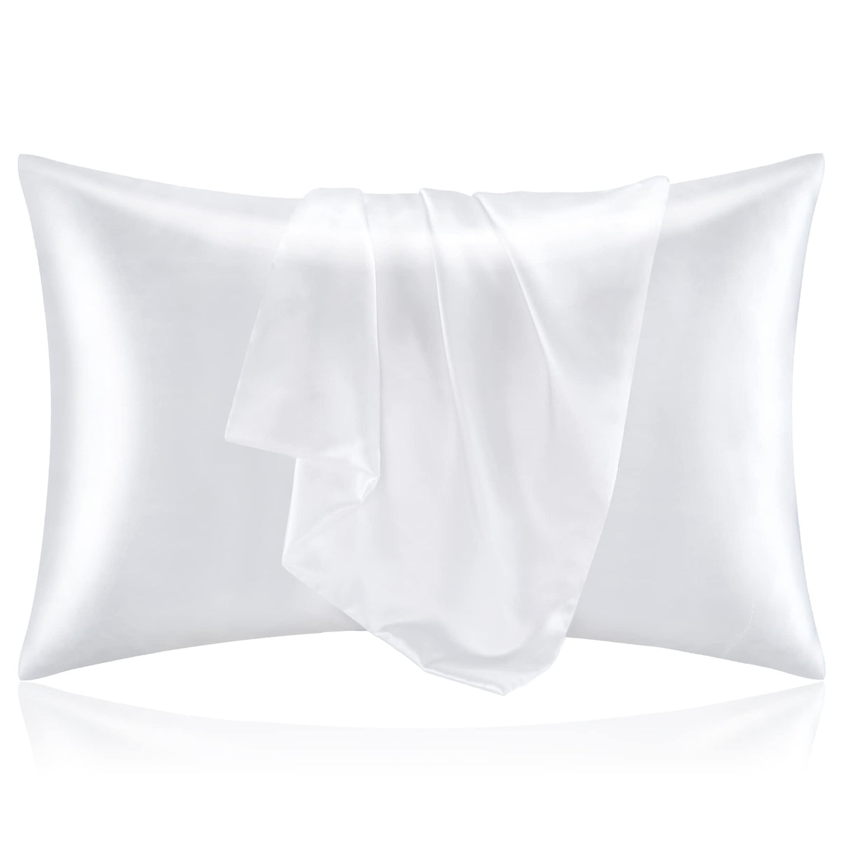 Bedelite Satin Silk Pillow Cases Queen Size Set Of 2, White Pillow Cases For Curly Hair And Aesthetic, Super Soft Silky Pillow C
