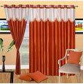 Home Garage Eyelet Door Polyester Curtains Set of 2  (Rust 4x7)