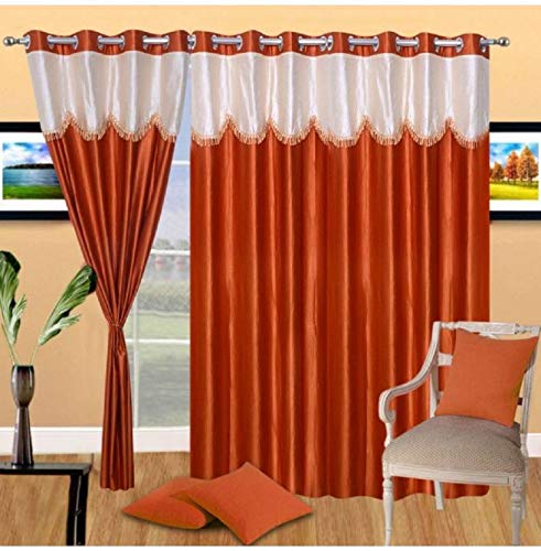 Home Garage Eyelet Door Polyester Curtains Set of 2  (Rust 4x7)