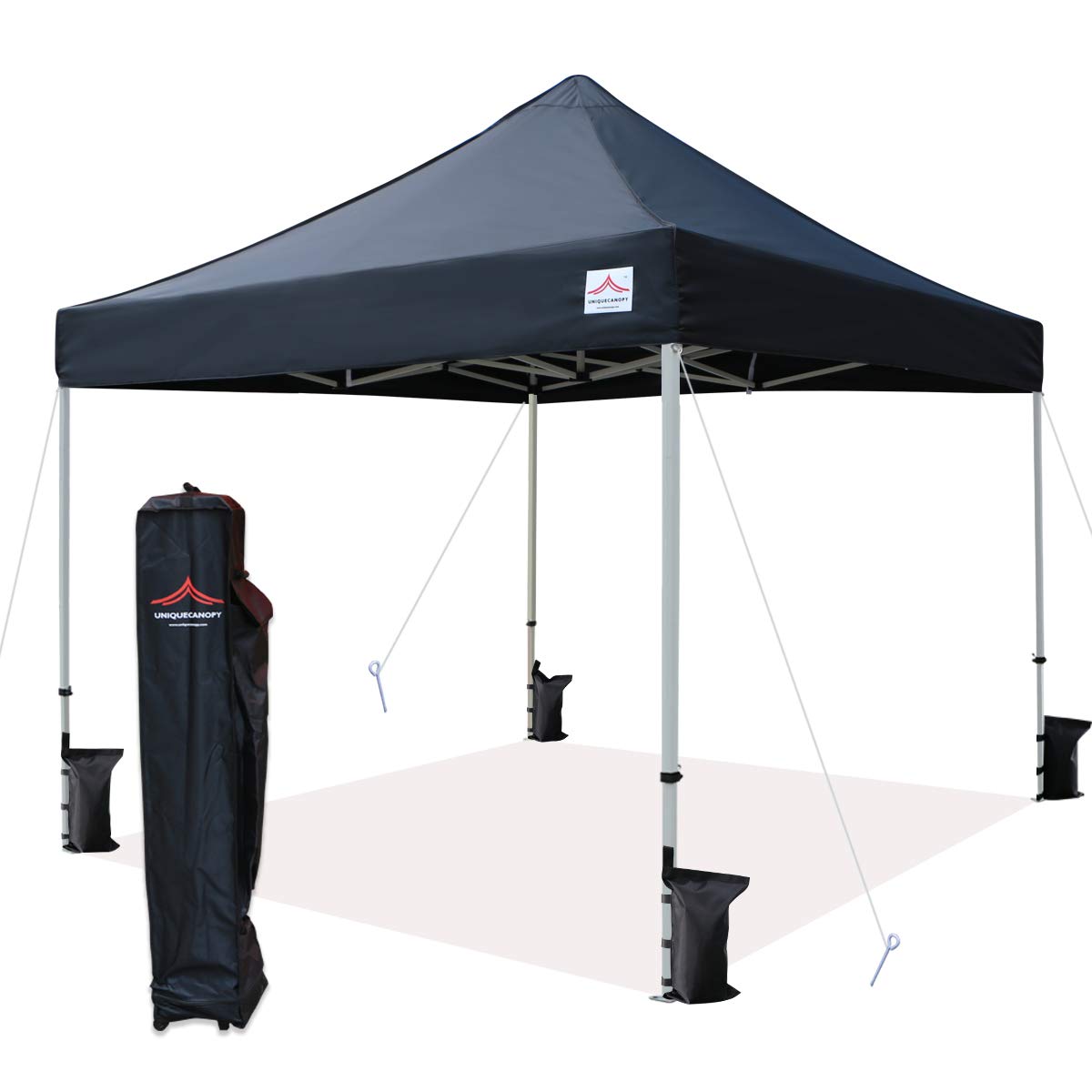 Uniquecanopy 10'X10' Ez Pop Up Canopy Tent Commercial Instant Shelter With Heavy Duty Roller Bag, 4 Canopy Sand Bags, 10X10 Ft B