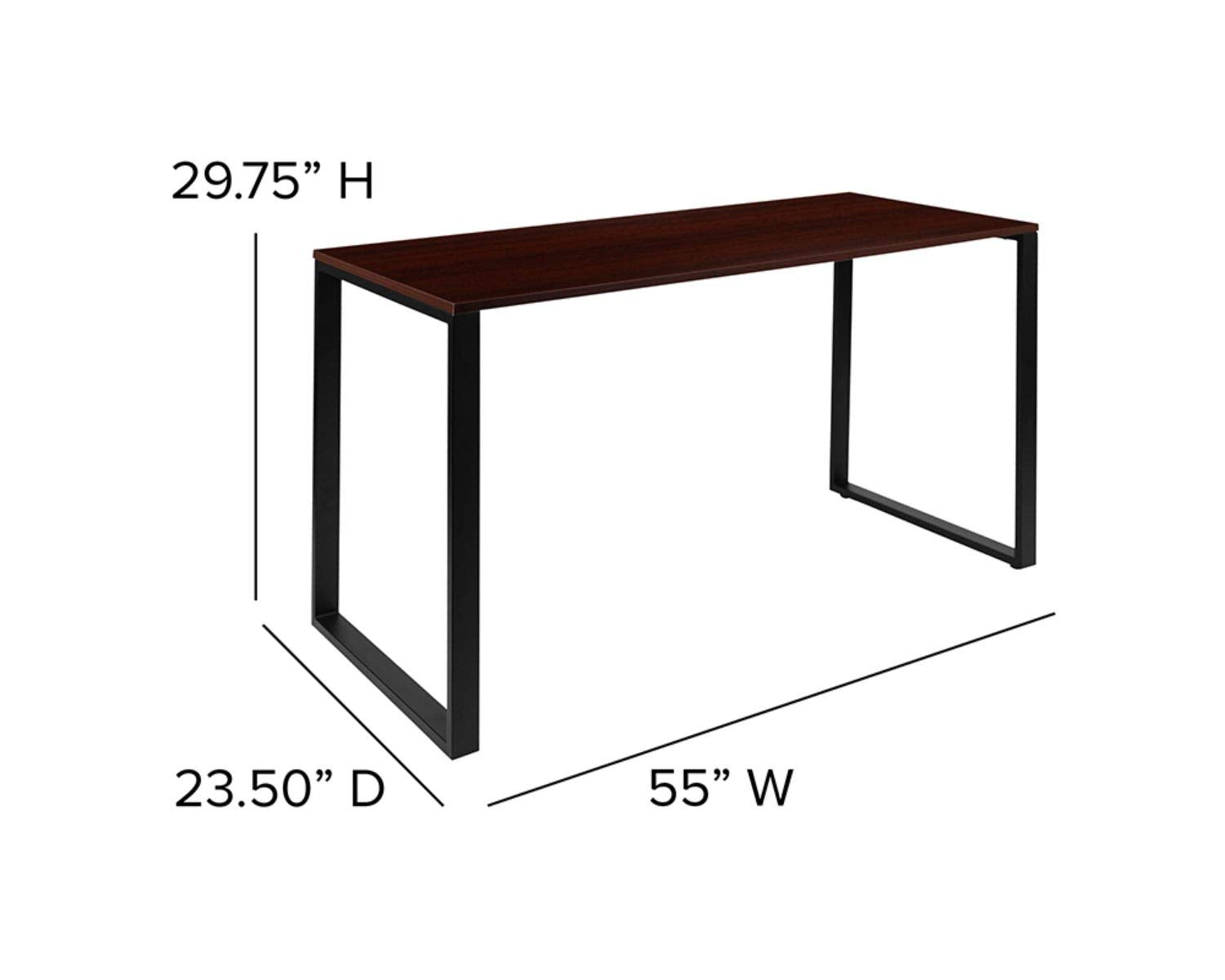 Flash Furniture Modern Commercial Grade Desk Industrial Style Computer Desk Sturdy Home Office Desk - 55' Length (Mahogany)
