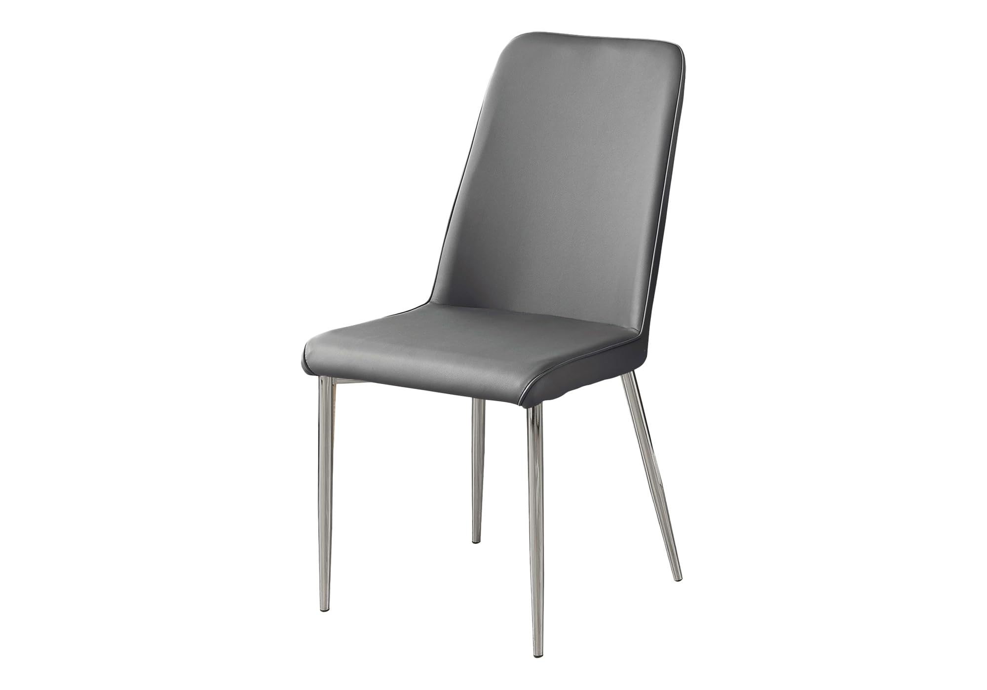 Monarch Specialties I 2 Piece Dining Chair-2Pcs Leather-Look/Chrome, 18&quot;L X 16.5&quot;D X 37&quot;H, Grey