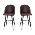 Flash Furniture Lyla Commercial Grade Modern Armless Barstools - Brown LeatherSoft Upholstery - 30 Barstool - Contoured Backrest