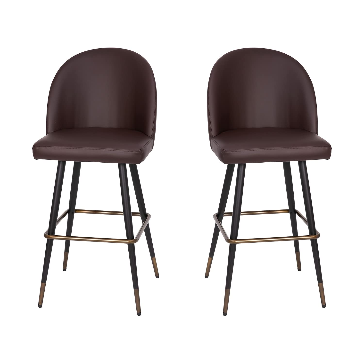 Flash Furniture Lyla Commercial Grade Modern Armless Barstools - Brown LeatherSoft Upholstery - 30 Barstool - Contoured Backrest