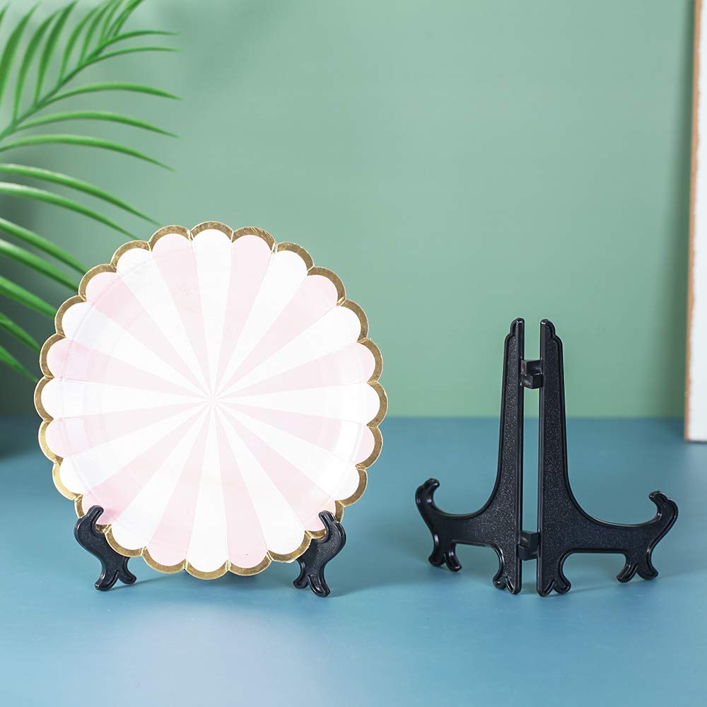 Artliving 6 Inch Black 12Pcs/Set Plastic Easels Plate Display Stands Picture Frame Stand Holder