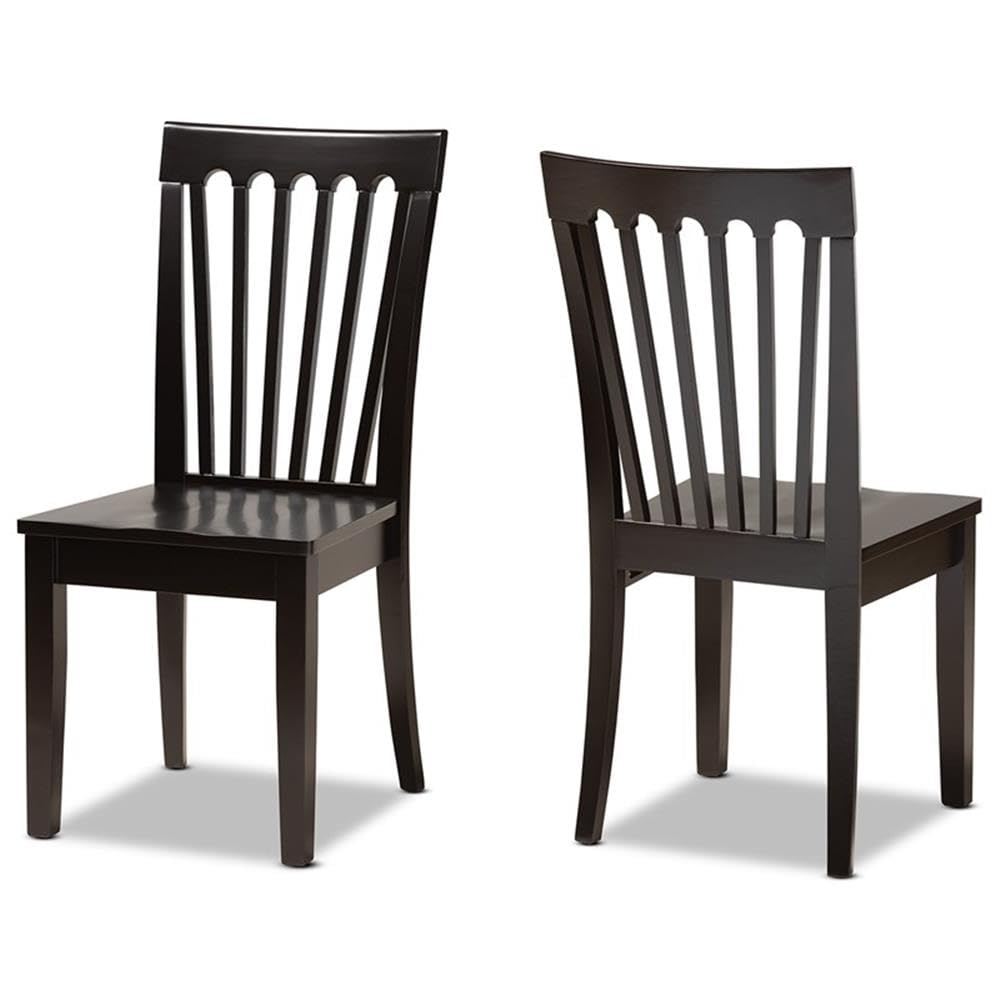 Baxton Studio Minette Modern and Contemporary Transitional Dark Brown Finished Wood 2-Piece Dining Chair Set