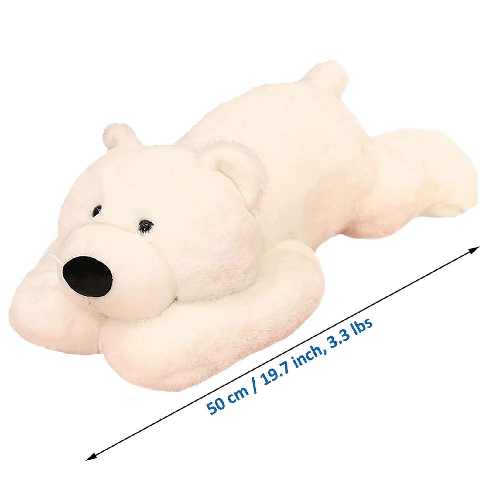 Doireum Weighted Stuffed Animals, 3.3 Lbs Weighted Polar Bear Stuffed Animal Toy White Bear Weighted Plush Animals Throw Pillow