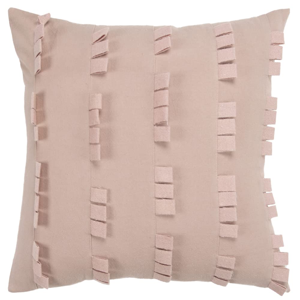 Rizzy Home Donny Osmond Stripe 20" X 20" Down Filled Pillow With Cotton Canvas Cover-Blush