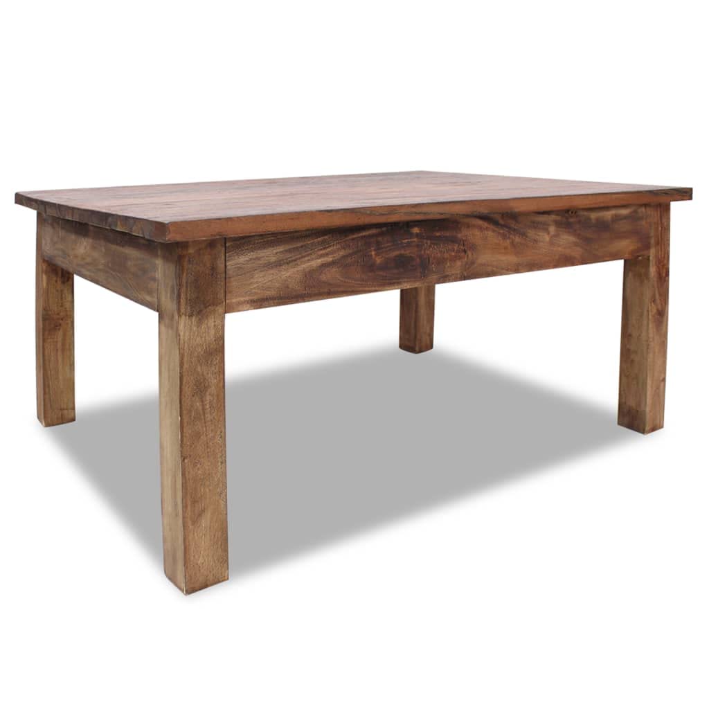 vidaXL Reclaimed Solid Wood Coffee Table with Storage Shelf - Thumbnail 3