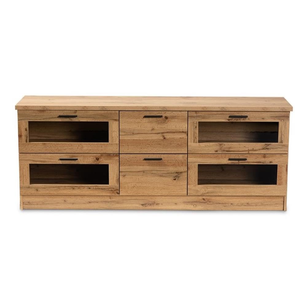 Baxton Studio Adelino Modern and Contemporary Oak Brown Finished Wood 2-Drawer TV Stand