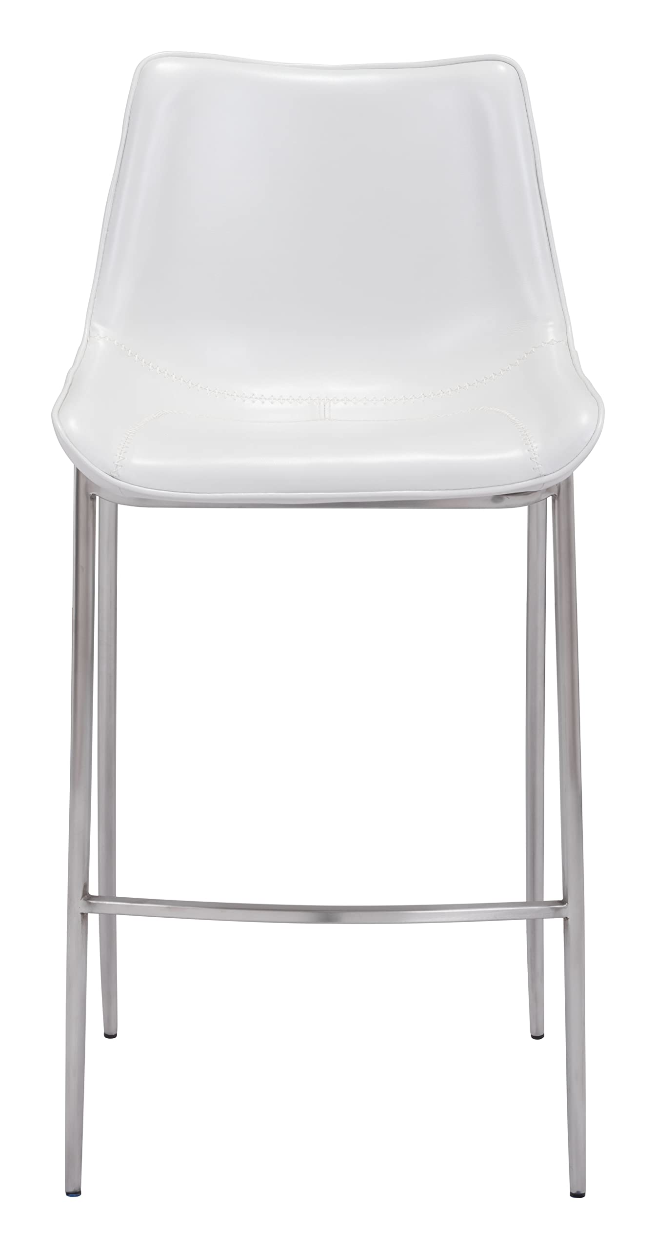 Magnus Bar Chair (Set of 2) White & Silver