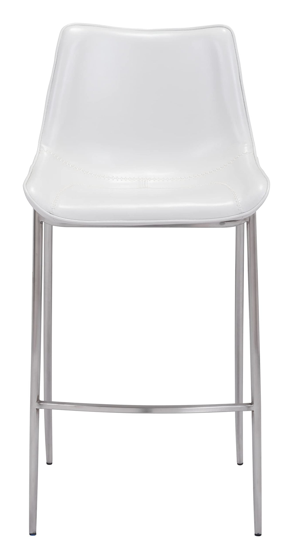 Magnus Bar Chair (Set of 2) White & Silver