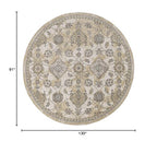 HomeRoots 8'X11' Ivory Sand Machine Woven Bordered Floral Vines Indoor Area Rug