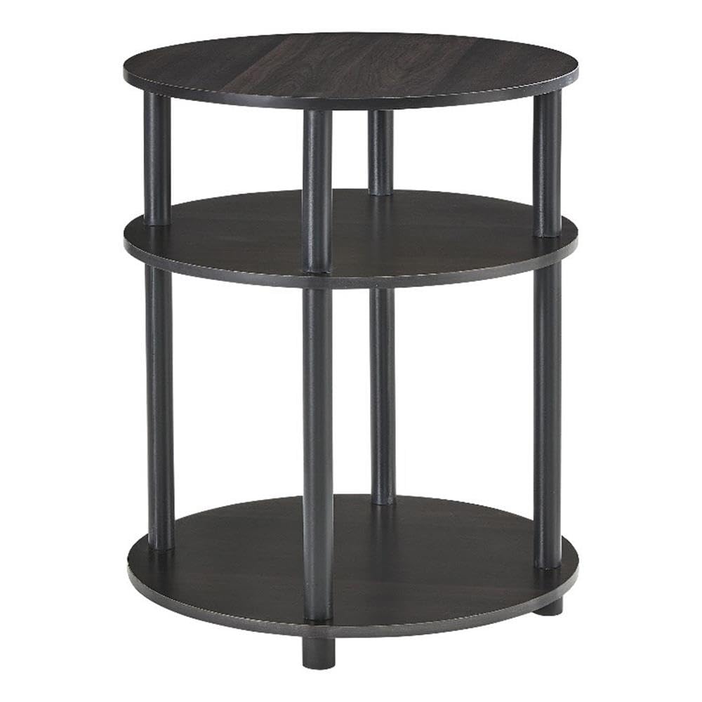 Progressive Furniture Cessna 3 Tier Round Bedside Table, Espresso