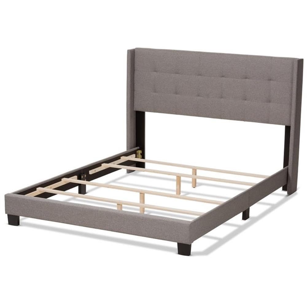 Baxton Studio Lisette Modern and Contemporary Grey Fabric Upholstered Queen Size Bed