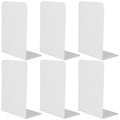 6 Pcs White Metal Bookends, Bookends for Shelves, Heavy Duty Book Ends to Hold Books, Book Stopper for Shelves, Heavy Books, Dec