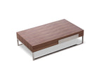 HomeRoots Steel, Glass, Veneer Modern Walnut Coffee Table