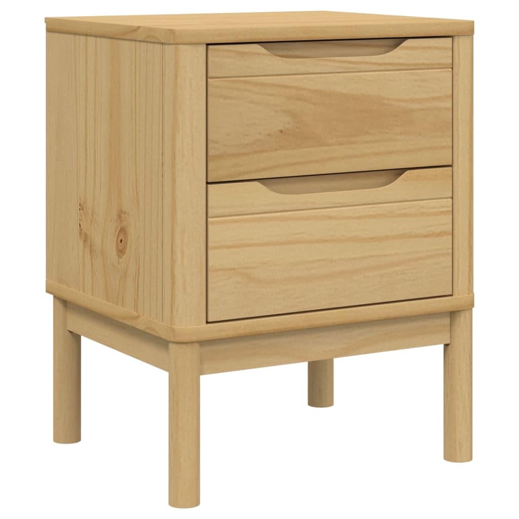 vidaXL Bedside Cabinet Floro - Solid Pine Wood Nightstand with Drawers - Wax Brown - 17.7'x15.4'x22.4'