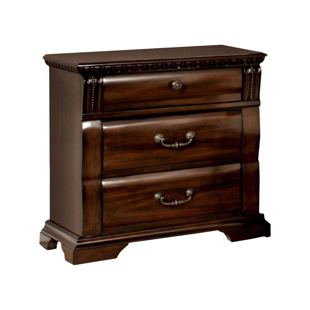 Benjara Benzara Burleigh Transitional Nightstand, Cherry
