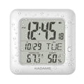 KADAMS Bathroom Clock Wall with Shatterproof LCD Screen - Waterproof Shower Clock Water Resistant with Temperature & Humidity Di