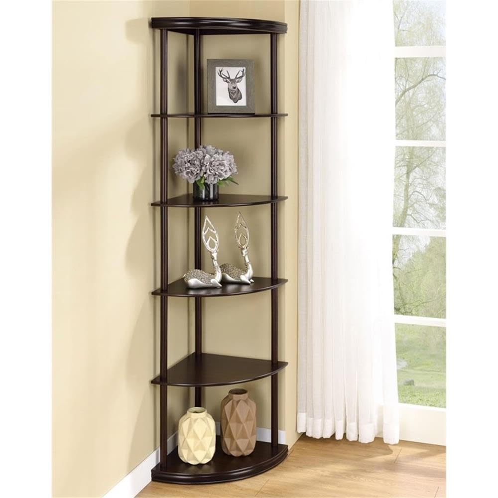 Coaster Bonwick 5-Shelf Corner Bookshelf, Cappuccino