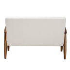Baxton Studio Stratton Mid-Century Modern Cream Boucle Fabric and Walnut Brown Finished Wood Loveseat Walnut Brown/WhiteMaterial