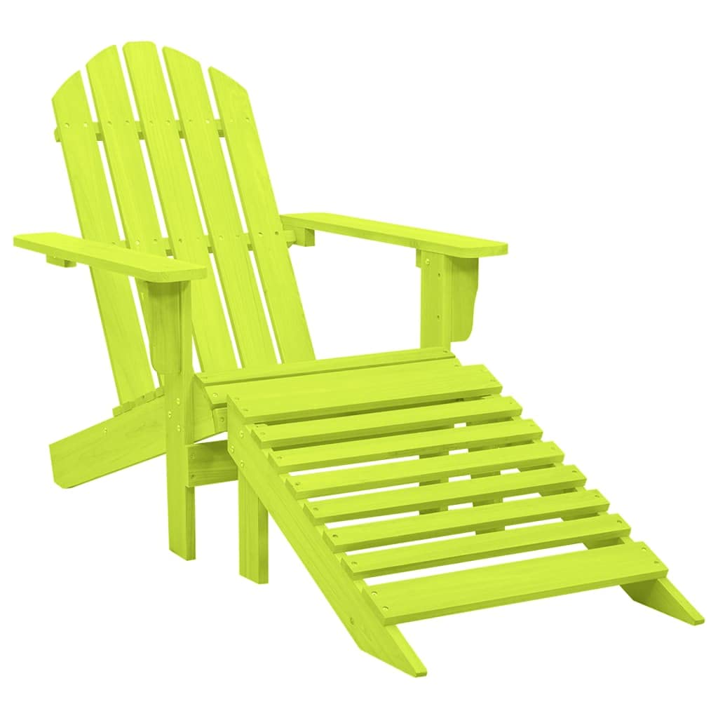 vidaXL Modern Adirondack Patio Chair with Detachable Ottoman, Weather Resistant Outdoor Furniture, Solid Fir Wood Construction -