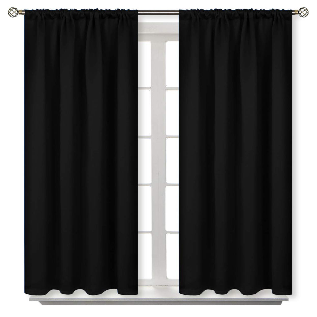 Bgment Rod Pocket Blackout Curtains For Bedroom - Thermal Insulated Room Darkening Curtain For Living Room, 52 X 54 Inch, 2 Panels, Black