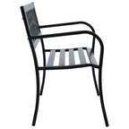 vidaXL Patio Bench with Comfortable Backrest - Long-Lasting Durable Steel Frame and Plastic - Perfect for Garden, Patio, and Outdoor Spaces - Black