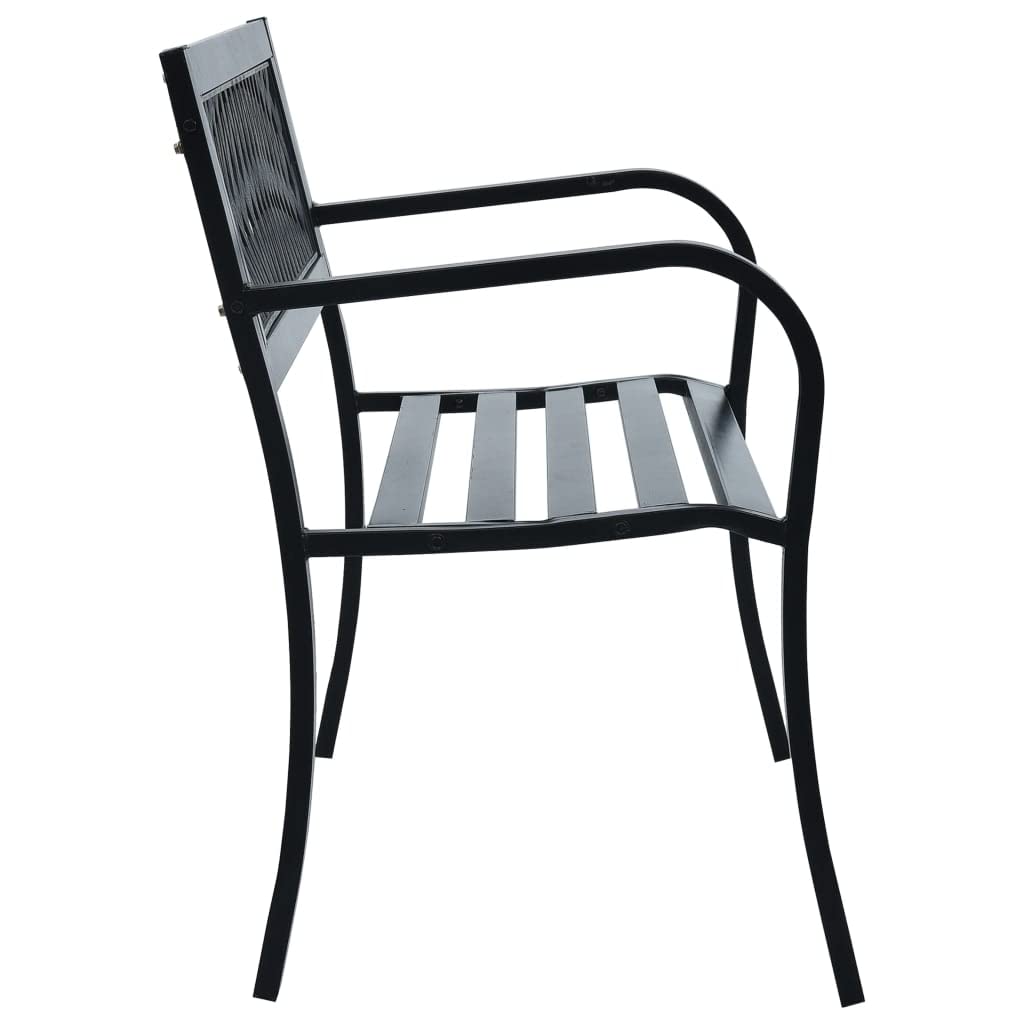 vidaXL Patio Bench with Comfortable Backrest - Long-Lasting Durable Steel Frame and Plastic - Perfect for Garden, Patio, and Outdoor Spaces - Black