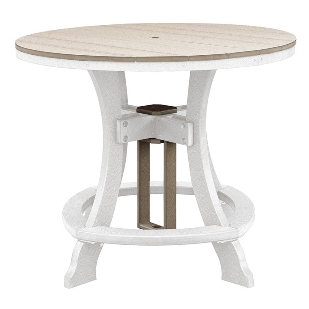 American Furniture Classics Five Piece Round Counter Height Dining Set, Weatherwood/White