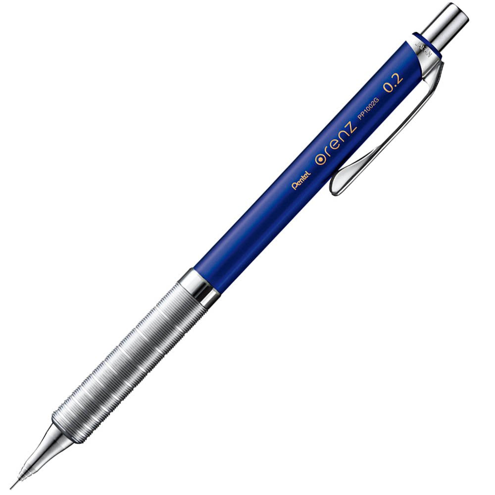 Pentel Mechanical Pencil, Orenz, With Metal Grip, 0.2Mm, Navy (Xpp1002G-C)