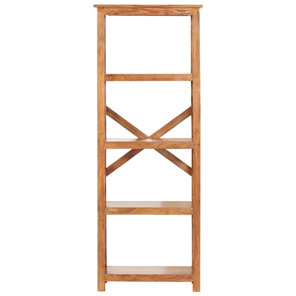 vidaXL Solid Acacia Wood Bookshelf - Honey Finish, 4-Shelf Standing Rack for Living Room/Library/Bedroom, Polished/Lacquered Organizer Unit