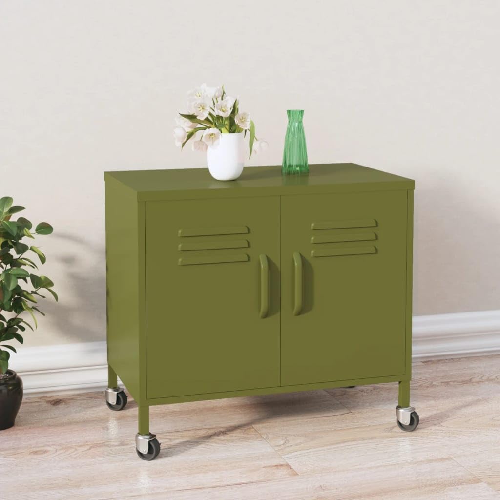 vidaXL Storage Cabinet Olive Green 23.6&quot;x13.8&quot;x19.3&quot; Steel