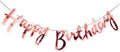 Dinipropz Happy Birthday Toy Banner Bunting Metallic Cursive Design Set (Rose Gold Bunting)