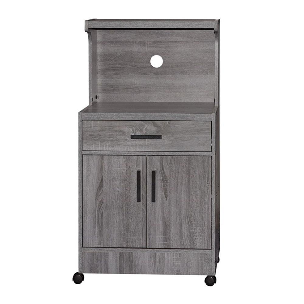 Better Home Products Shelby Kitchen Wooden Microwave Cart in Gray