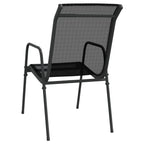 vidaXL Patio Garden Chairs, Set of 2 - Durable Powder-Coated Steel and Textilene Fabric, Black and Anthracite - Lightweight and Portable Design, Ideal for Dining and Relaxation Outdoors