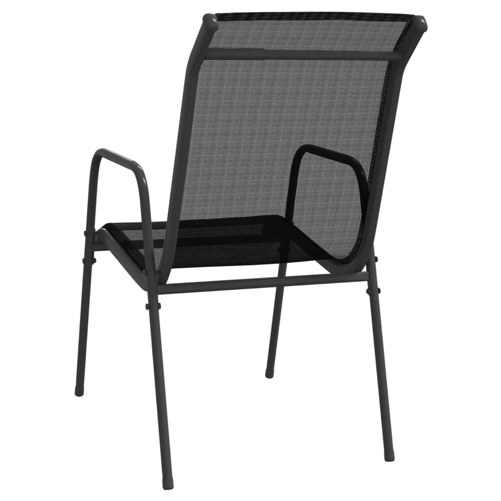 vidaXL Patio Garden Chairs, Set of 2 - Durable Powder-Coated Steel and Textilene Fabric, Black and Anthracite - Lightweight and Portable Design, Ideal for Dining and Relaxation Outdoors