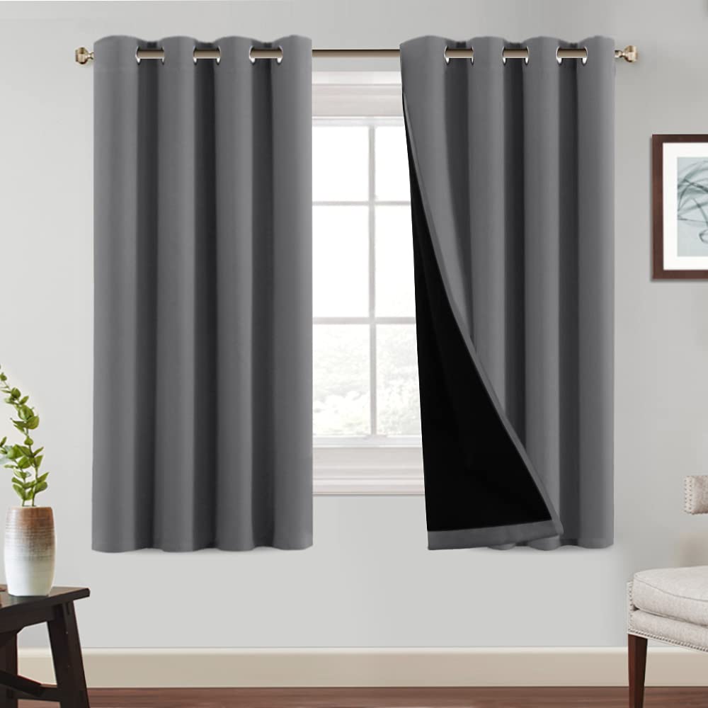 Princedeco 100% Blackout Curtains 63 Inches Long Pair Of Energy Smart & Noise Blocking Out Drapes For Baby Room Window Thermal I