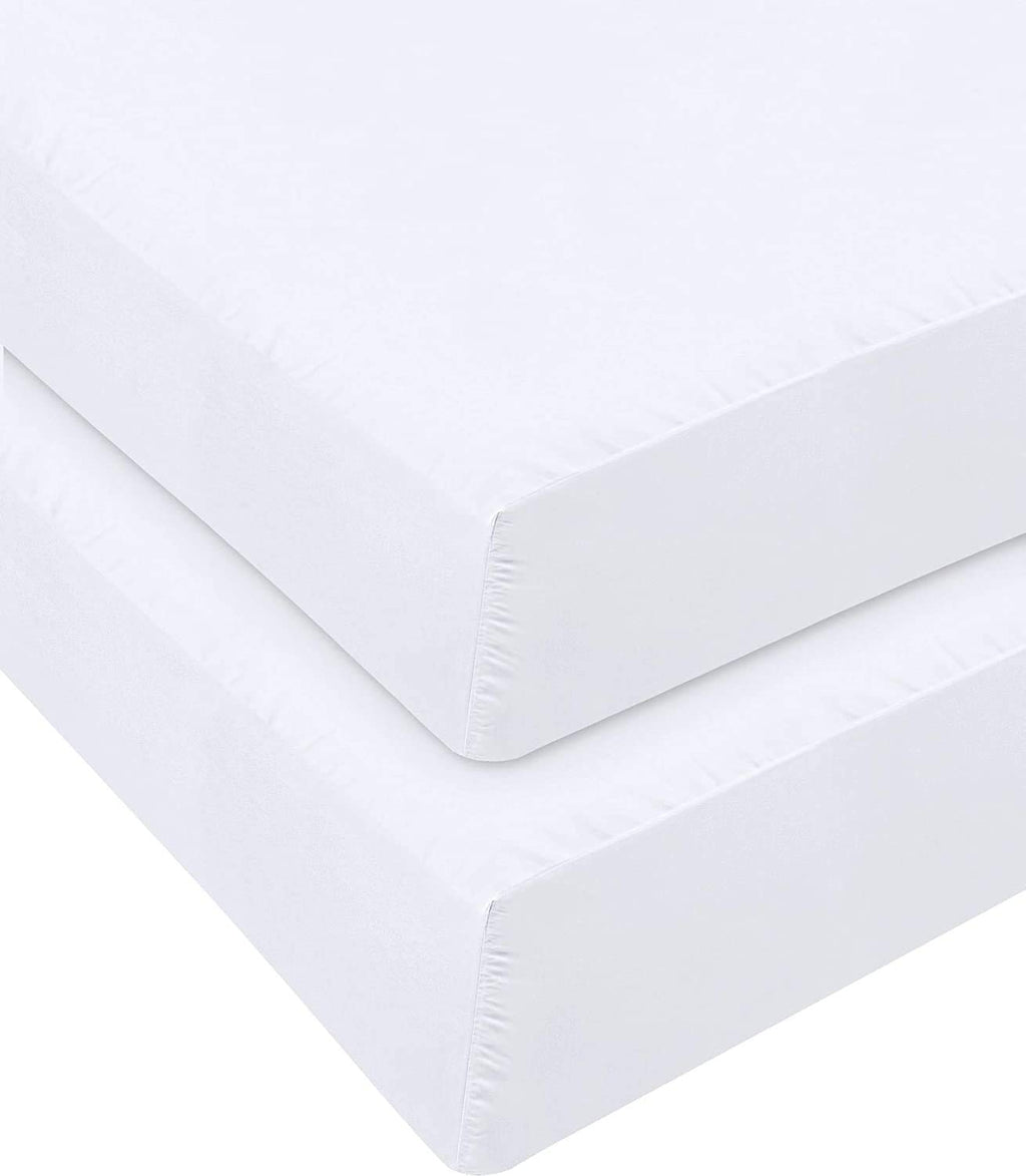 Microfiber 2 White Full Fitted Bottom Bed Sheets (2-Pack) 1800 Ultra Soft, Breathable, Wrinkle Resistant - Hypoallergenic, 15''