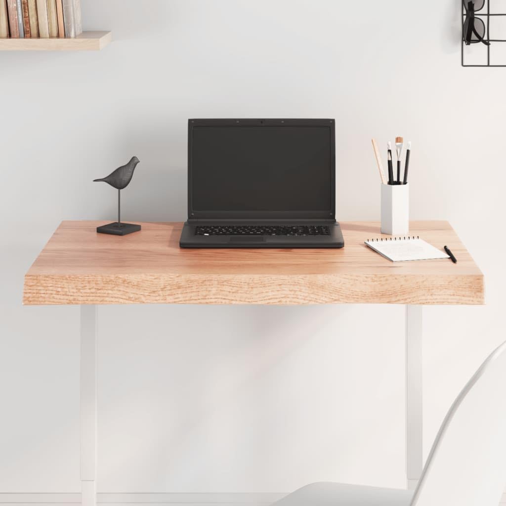 vidaXL Table Top - Light Brown, 31.5"x19.7"x(0.8"-2.4"), Solid Oak Wood, Treated & Varnished, Handmade Live Edge, for Home or Commercial Application