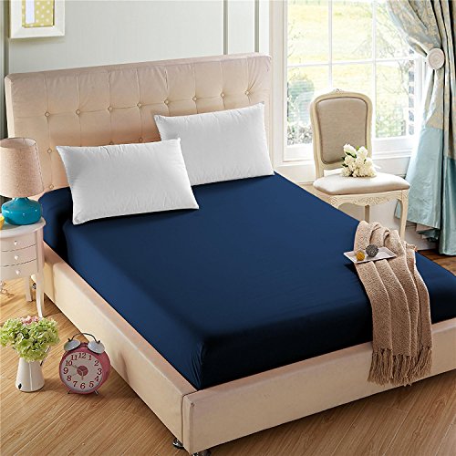 4Ulife Single Fitted Sheet, Prime 1800 Series, Ultra Soft & Comfortable, Double Brushed Microfiber (Navy, Twin)