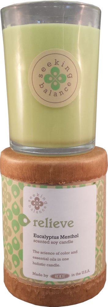 Root Candles 9941269 Seeking Balance Small Spa Candle, 6.5-Ounce, Relieve: Eucalyptus Menthol