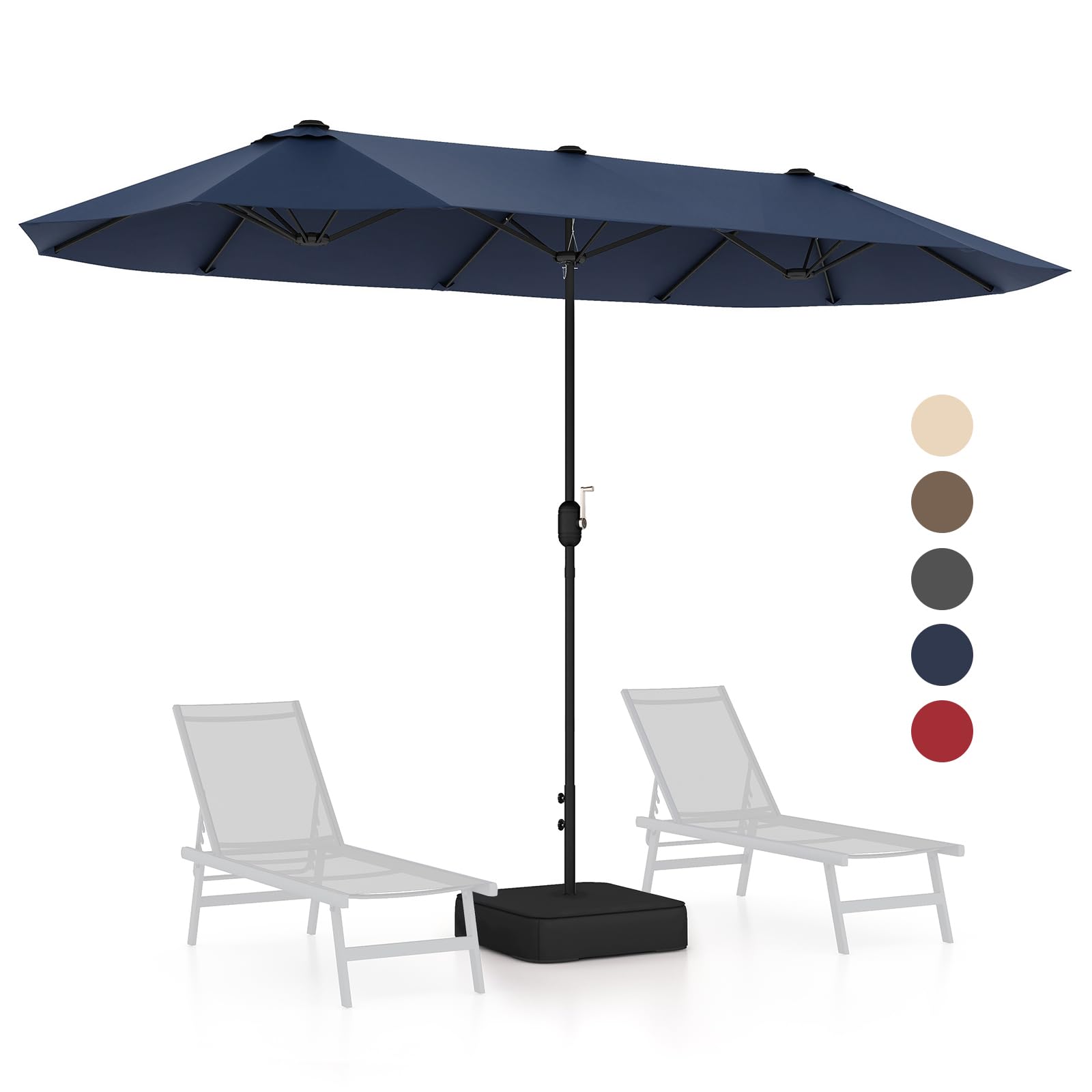 Giantex 13Ft Large Patio Umbrella With Base, Double-Sided Outdoor Umbrella With Crank Handle, Umbrella Base Stand With 2 Sandbag