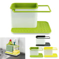 MOOZICO 3 in 1 Plastic Sink Caddy Organizer Kitchen Soap/Sponge/Cloth and Brush Holder Accessories, Sink Soap Holder sink organi