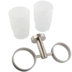 Double Toothbrush Holder, Angle Simple Sus304 Stainless Steel Wall Mounted Glass Tumbler Holder With Frosted Glass Cup Toothpast
