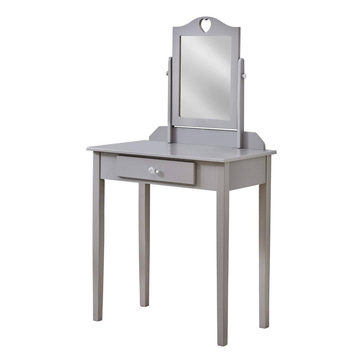 Monarch Specialties Vanity Desk Makeup Organizer Dressing Table With Mirror And Storage Drawer For Girls Vanity - Grey