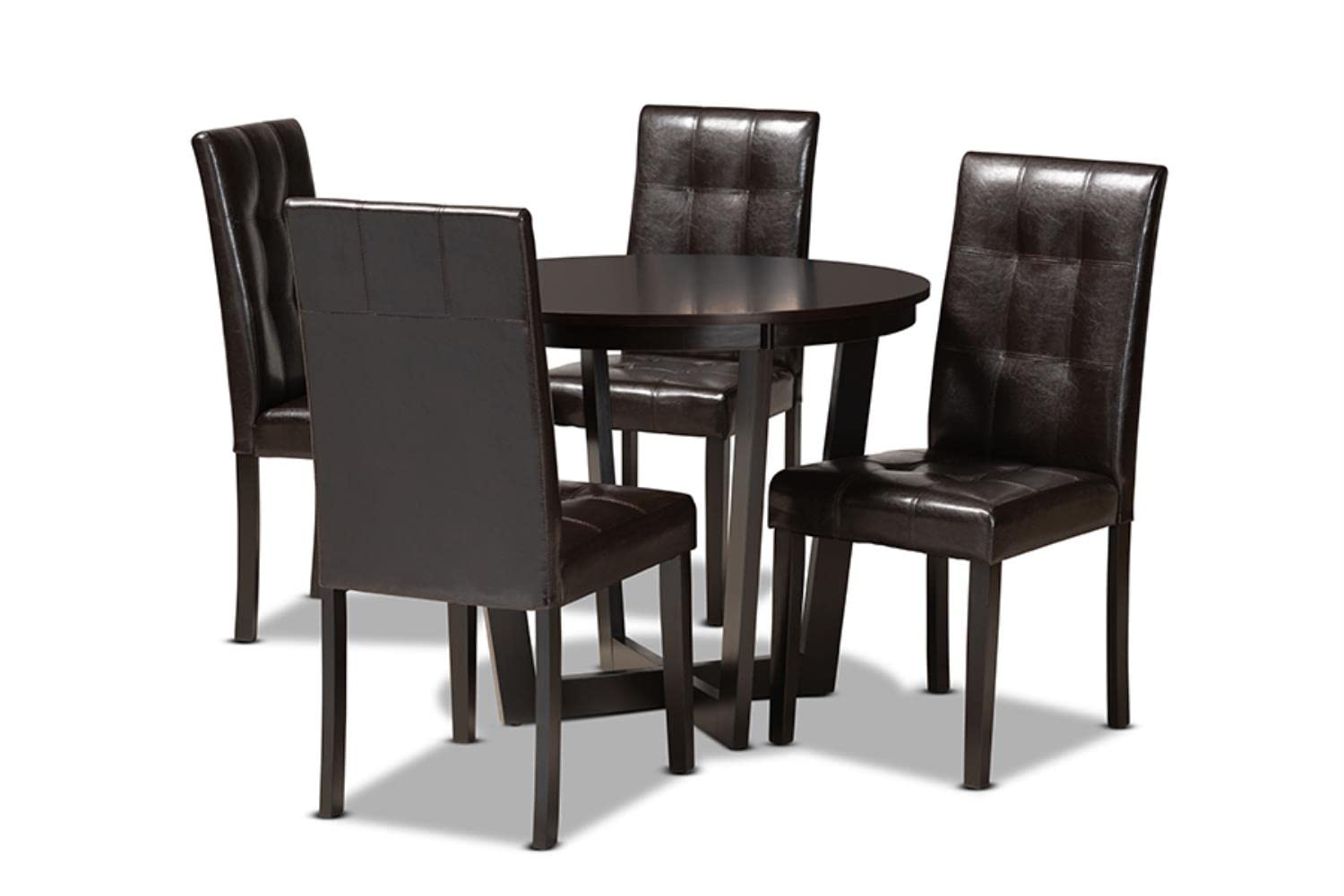 Baxton Studio Vida Modern and Contemporary Dark Brown Faux Leather Upholstered and Dark Brown Finished Wood 5-Piece Dining Set